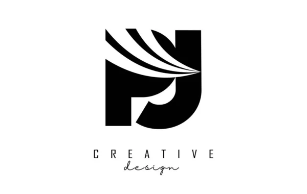 Creative Black Letters Logo Leading Lines Road Concept Design Letters — Stockvektor