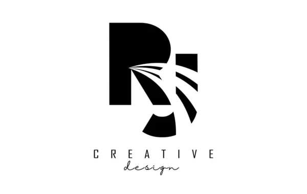Creative Black Letters Logo Leading Lines Road Concept Design Letters — Vector de stock