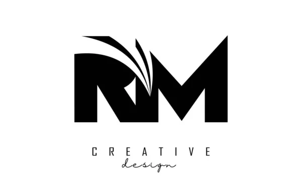 Creative Black Letters Logo Leading Lines Road Concept Design Letters — 스톡 벡터