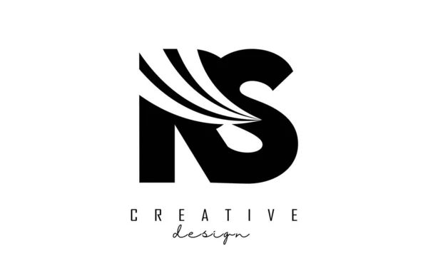 Creative Black Letters Logo Leading Lines Road Concept Design Letters — Stock Vector
