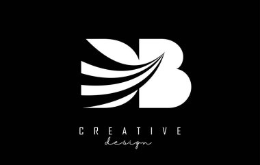 Creative white letters Db d b logo with leading lines and road concept design. Letters with geometric design.