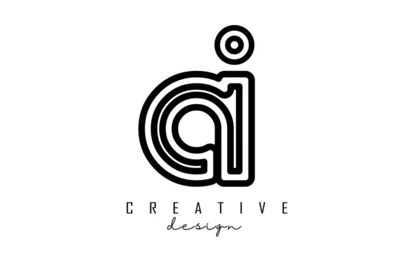 Outline Letters Logo Minimalist Design Letters Elegant Simple Two Letters — ストックベクタ