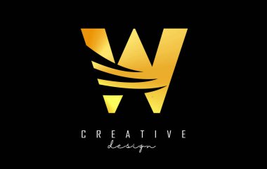 Öncü çizgileri ve negatif uzay dizaynı olan altın harfli W logosu. Geometrik ve yaratıcı kesim kavramına sahip harf.