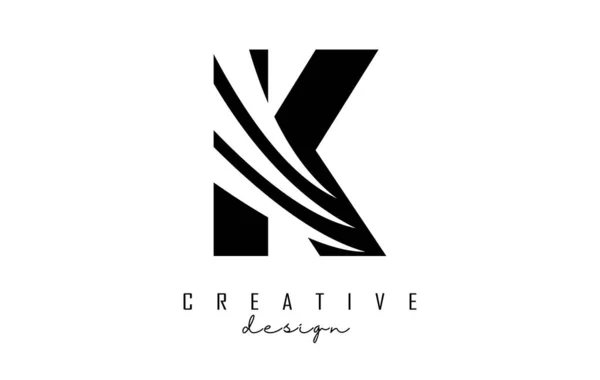 Logotipo Carta Preta Com Linhas Principais Design Espaço Negativo Carta — Vetor de Stock