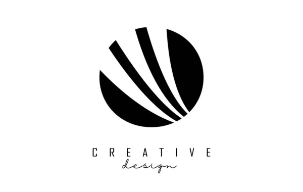Logo Lettre Noire Avec Des Lignes Directrices Design Espace Négatif — Image vectorielle