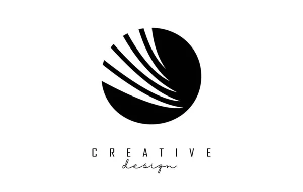 Logotipo Preto Letra Com Linhas Principais Design Espaço Negativo Carta — Vetor de Stock