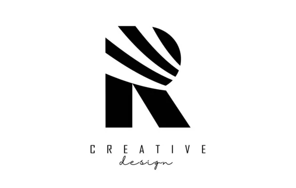 Logotipo Letra Negra Con Líneas Líderes Diseño Espacio Negativo Carta — Vector de stock