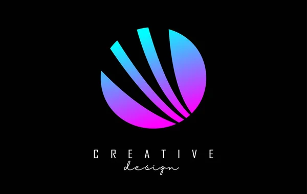 Fargerik Logo Med Forreste Linjer Negativt Romdesign Brev Med Geometriske – stockvektor
