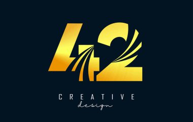 Önde gelen çizgiler ve yol konsepti tasarımlı 442 numaralı Golden Creative logosu. Geometrik dizaynlı sayı.