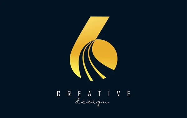 Logo Golden Creative Numéro Avec Lignes Directrices Design Concept Routier — Image vectorielle