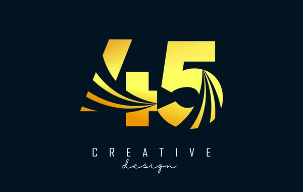 Golden Creative Číslo Logo Předními Liniemi Designem Silniční Koncepce Číslo — Stockový vektor