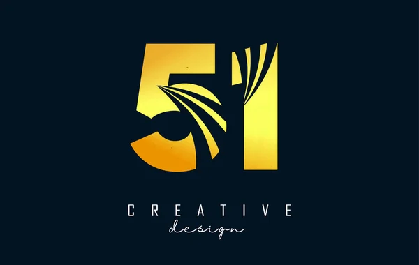 Altın Yaratıcı Numaralı Logo Önde Gelen Çizgiler Yol Konsepti Tasarımı — Stok Vektör