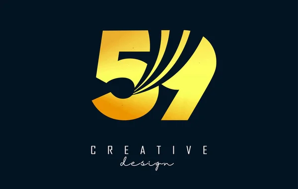 Золотой Креативный Номер Логотип Лидирующими Линиями Дизайном Дорожной Концепции Номер — стоковый вектор