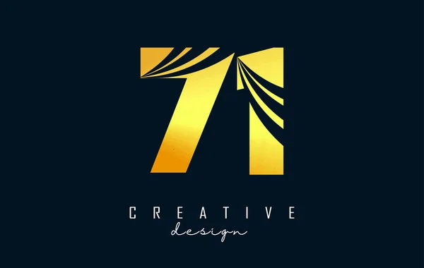 Golden Creative Number Logo Leading Lines Road Concept Design Number — Stock Vector
