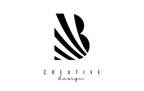 Logo Noir Lettre Avec Lignes Directrices Design Lettre Avec Concept — Image vectorielle