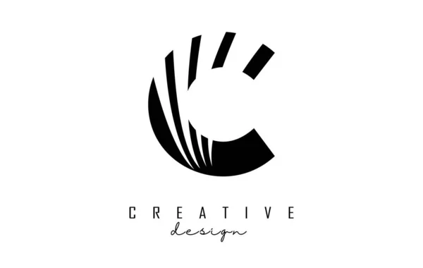 Logo Lettre Noir Avec Lignes Directrices Design Espace Négatif Lettre — Image vectorielle