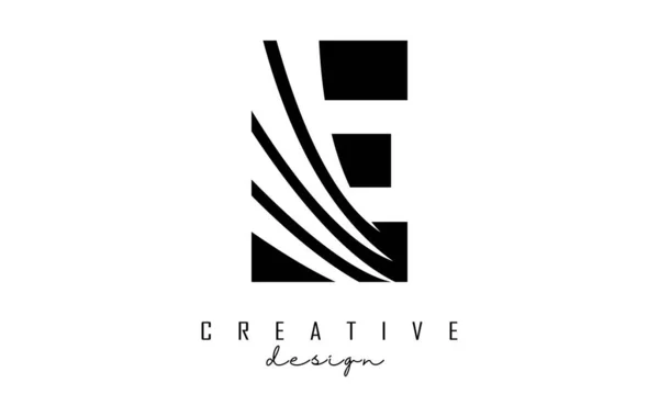 Logo Lettre Noire Avec Lignes Directrices Design Espace Négatif Lettre — Image vectorielle