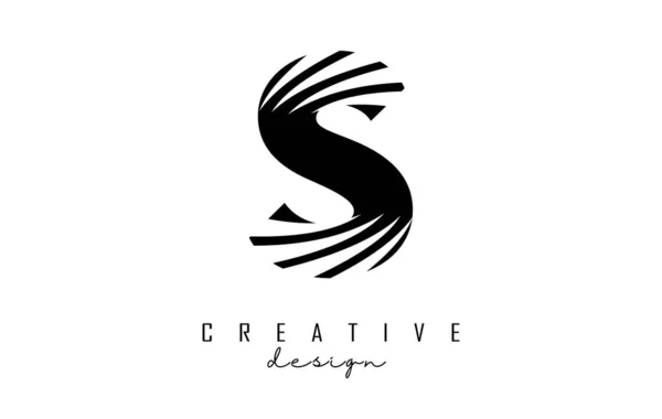Logo Lettre Noir Avec Lignes Directrices Design Espace Négatif Lettre — Image vectorielle
