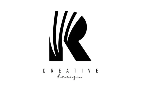 Logotipo Letra Negra Con Líneas Líderes Diseño Espacio Negativo Carta — Vector de stock