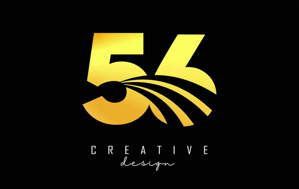 Золотой Креативный Номер Логотип Ведущими Линиями Дизайном Дорожной Концепции Количество — стоковый вектор