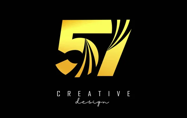 Golden Creative Nummer Logo Met Toonaangevende Lijnen Wegconcept Design Nummer — Stockvector