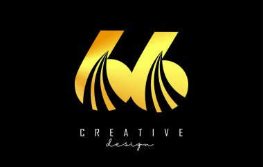 Önde gelen çizgiler ve yol konsepti tasarımlı 66 numaralı Altın Yaratıcı logosu. Geometrik dizaynlı bir mektup. Sayılı ve yaratıcı kesikli Vektör Resimleri.