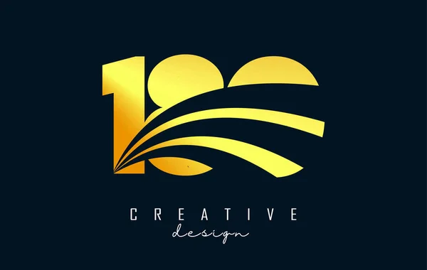 Golden Creative Number 180 Logo Leading Lines Road Concept Design — Stock Vector