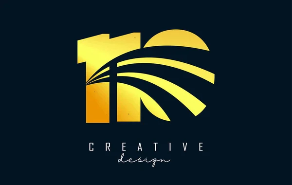 Golden Creative Nummer 110 Logo Med Ledande Linjer Och Vägkonceptdesign Royaltyfria illustrationer