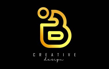 Nokta ve gradyan tasarımlı altın harfli B logosu. Geometrik tasarımlı Vektör Resimleri.