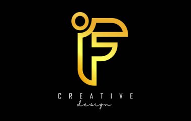 Nokta ve gradyan tasarımlı altın harfli F logosu. Geometrik tasarımlı Vektör Resimleri.