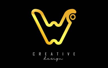 Nokta ve gradyan tasarımlı W harfi logosu. Geometrik tasarımlı Vektör Resimleri.
