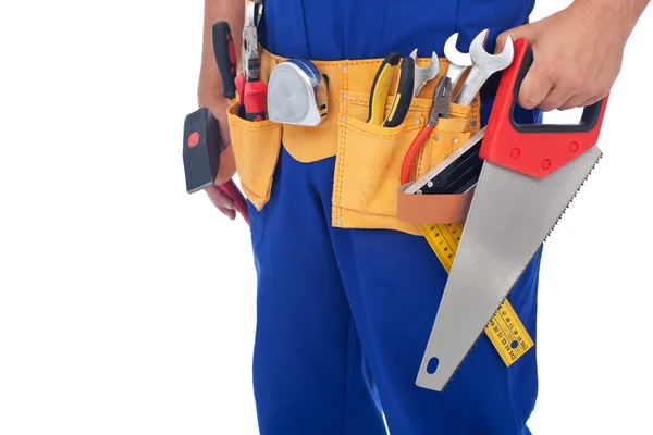 Worker with tool belt - closeup — Stock Photo, Image