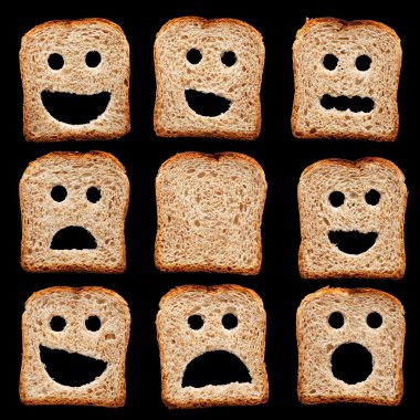 Bread slices with face expressions clipart