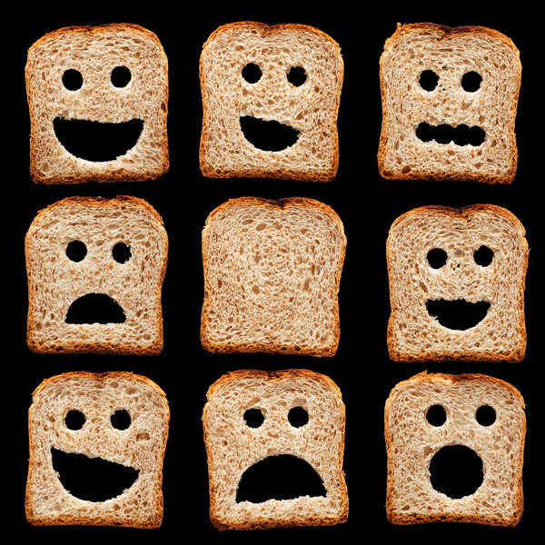 Bread slices with face expressions