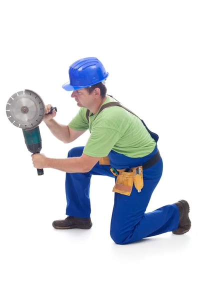 Trabalhador usando ferramenta elétrica — Fotografia de Stock