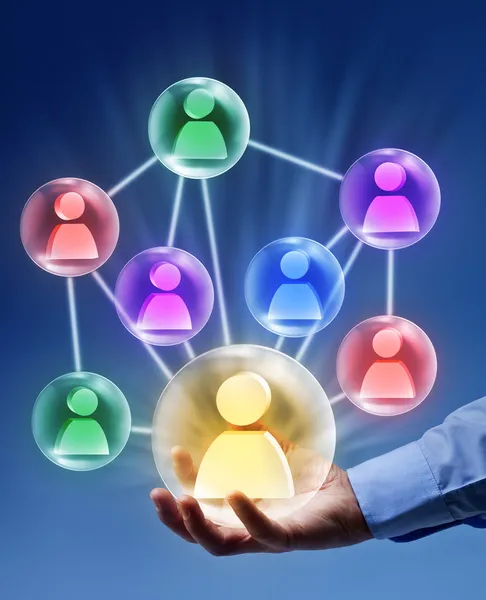 Social networking - connected bubbles — Stock Photo, Image