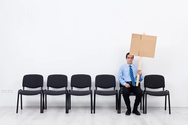 Businessman protesting alone — Stock Photo, Image