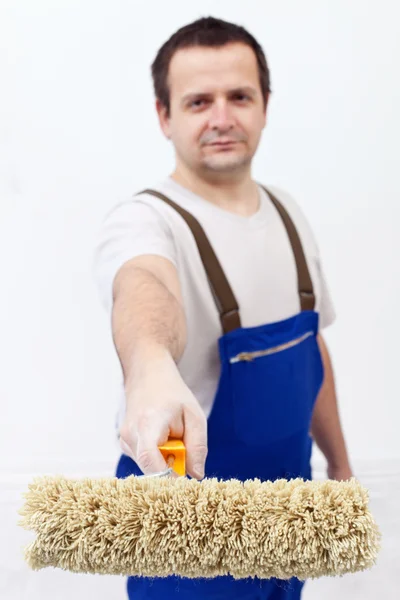 Painter with paint roller — Stock Photo, Image