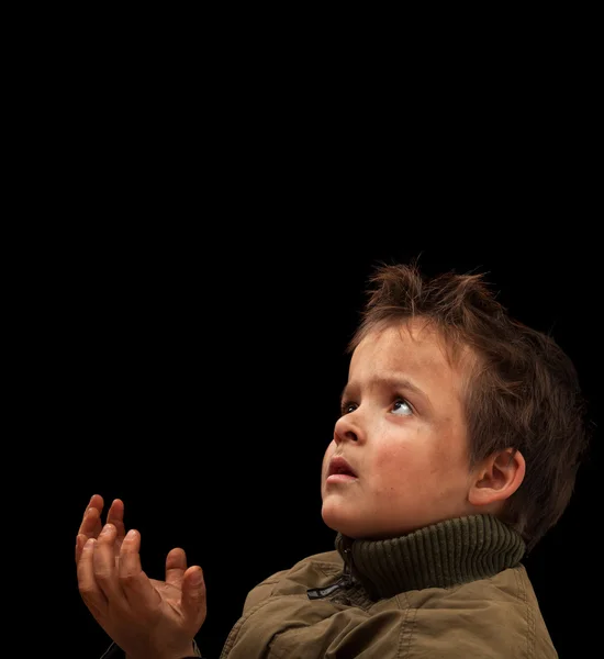 Pauvre enfant en attente d'un don — Photo