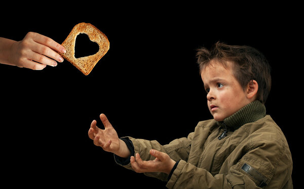 Giving food to the needy