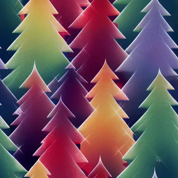 Kleurrijke Abstracte Snoep Kerstbomen Naadloos Patroon Xmas Verpakking Papier Ontwerp — Stockfoto