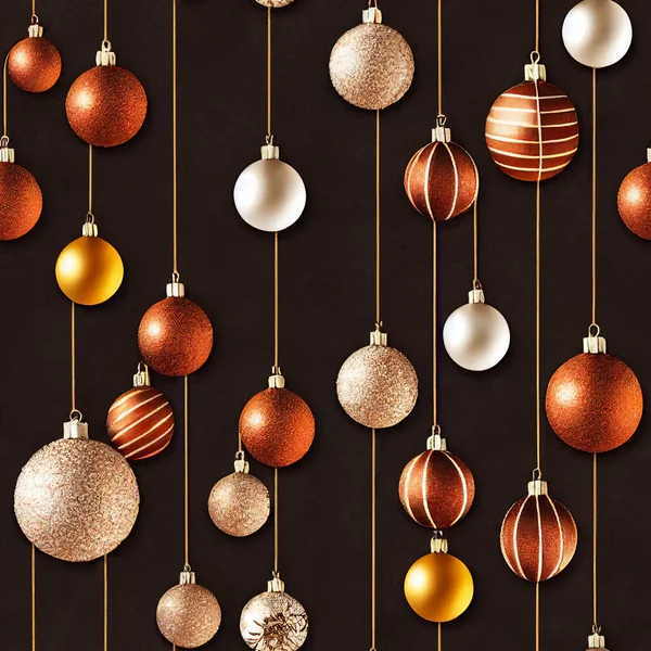 Abstract Christmas Background Baubles Hanging Dark Background Seamless Pattern Xmas — Stock Photo, Image