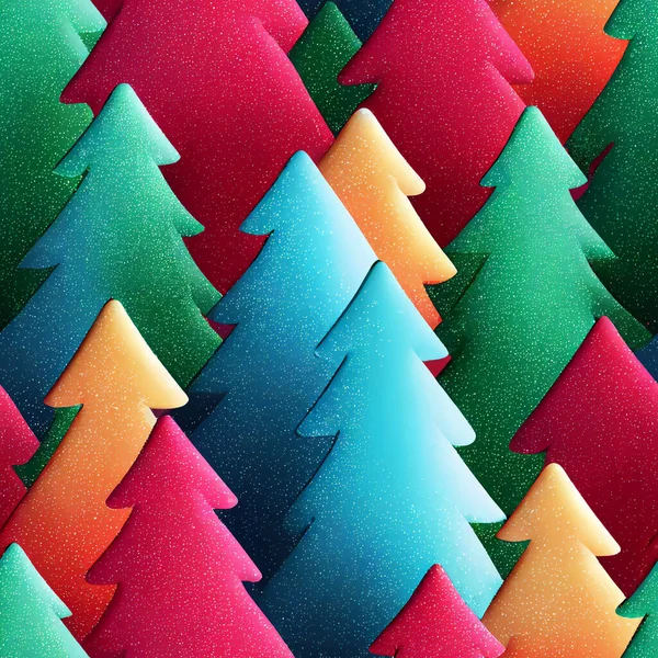 Colorful Abstract Marzipan Candy Christmas Trees Seamless Pattern Xmas Wrapping — Stock Photo, Image
