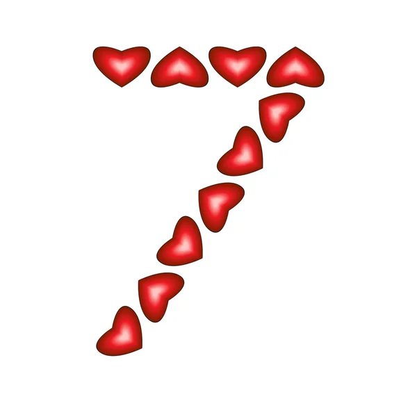 Number 7 made of hearts — Stock Vector