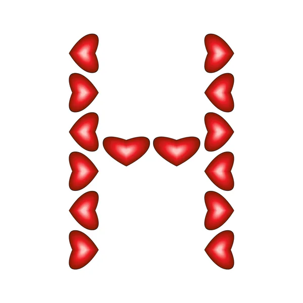 Letter H made of hearts — Stock Vector