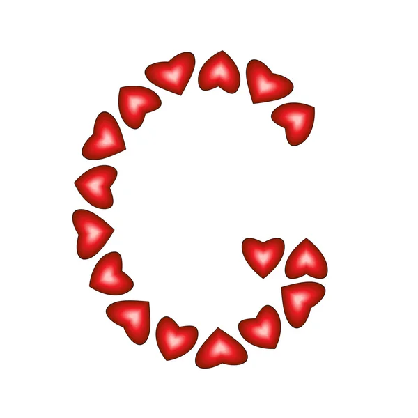 Letter G made of hearts — Stock Vector