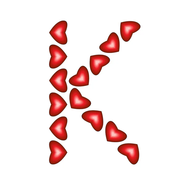 Letter K made of hearts — Stock Vector