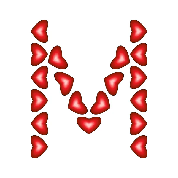 Letra M hecha de corazones — Archivo Imágenes Vectoriales