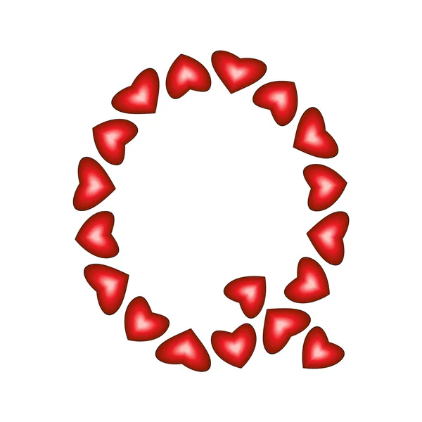 Letter Q made of hearts — Stock Vector