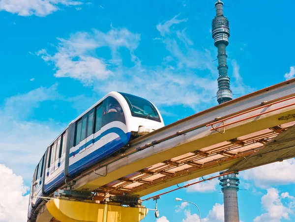Cityscape with TV tower and monorail train — Stock Photo, Image